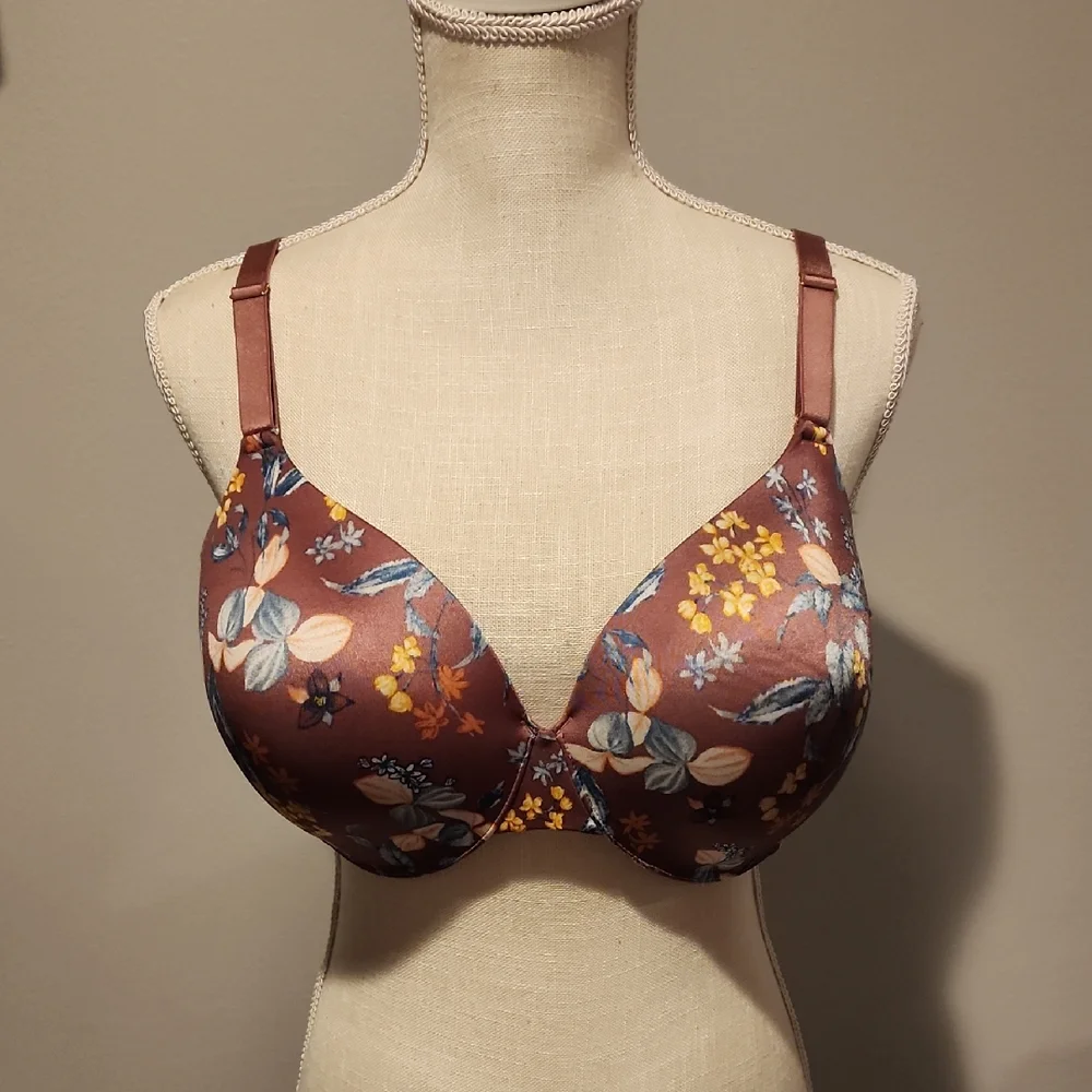 Soma Floral Print Women's Bra Size 38DD Brown/yellow/blue/pink